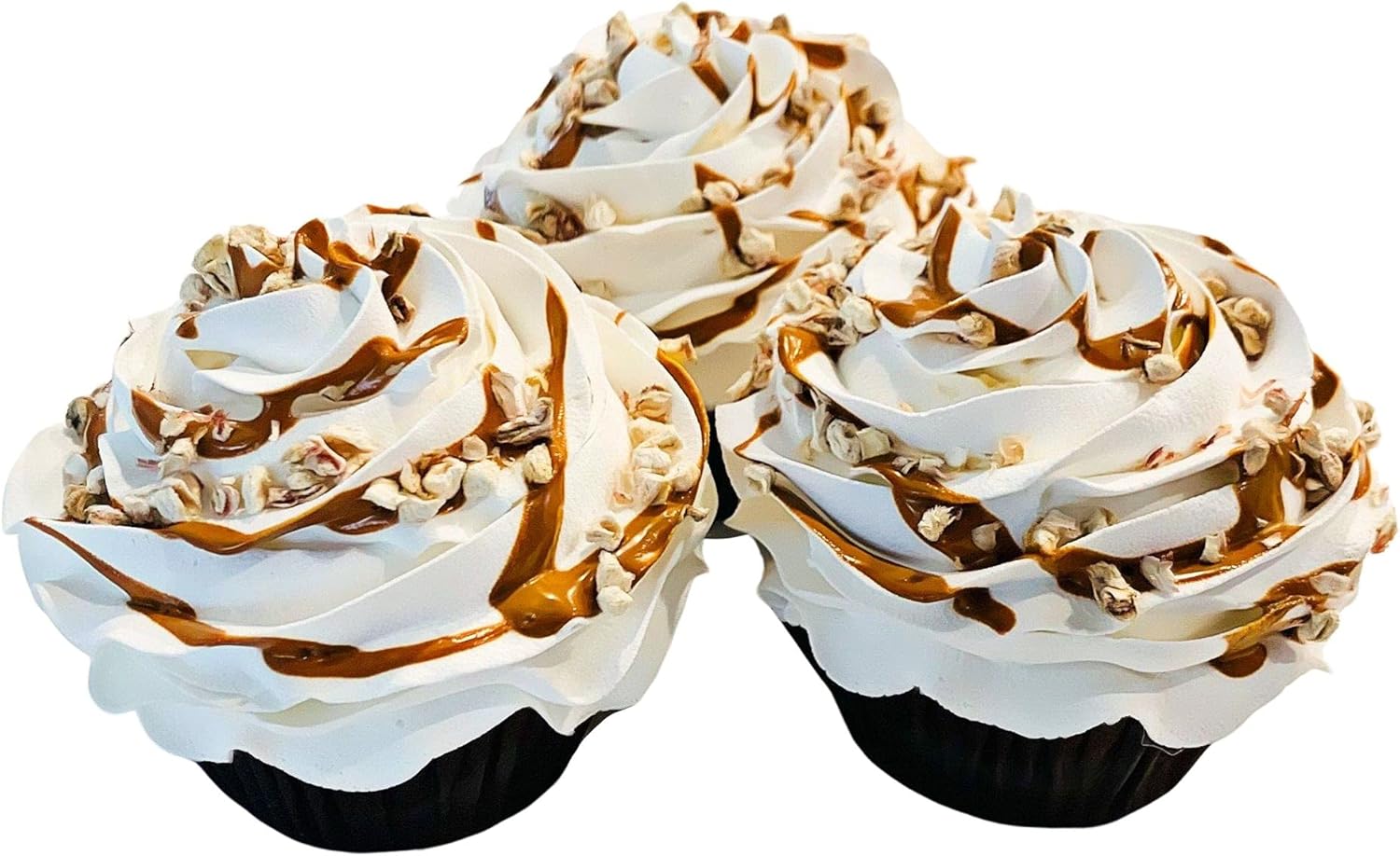 Fake Cake Cupcakes- Carmel Nut Cupcakes - Set of 3- Handmade by Dezicakes- Fake Cake -Artificial Cupcakes