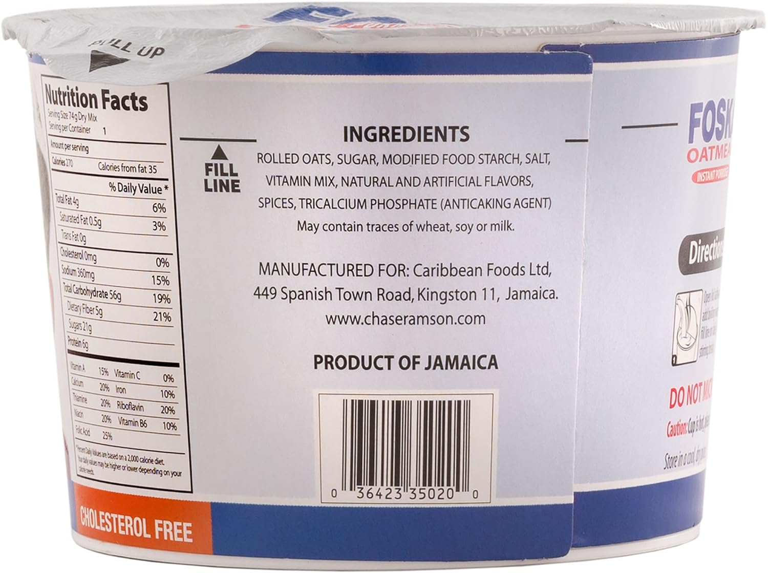 Foska Oatmeal Instant Porridge, Original, 2.6 Ounce (Pack of 12)