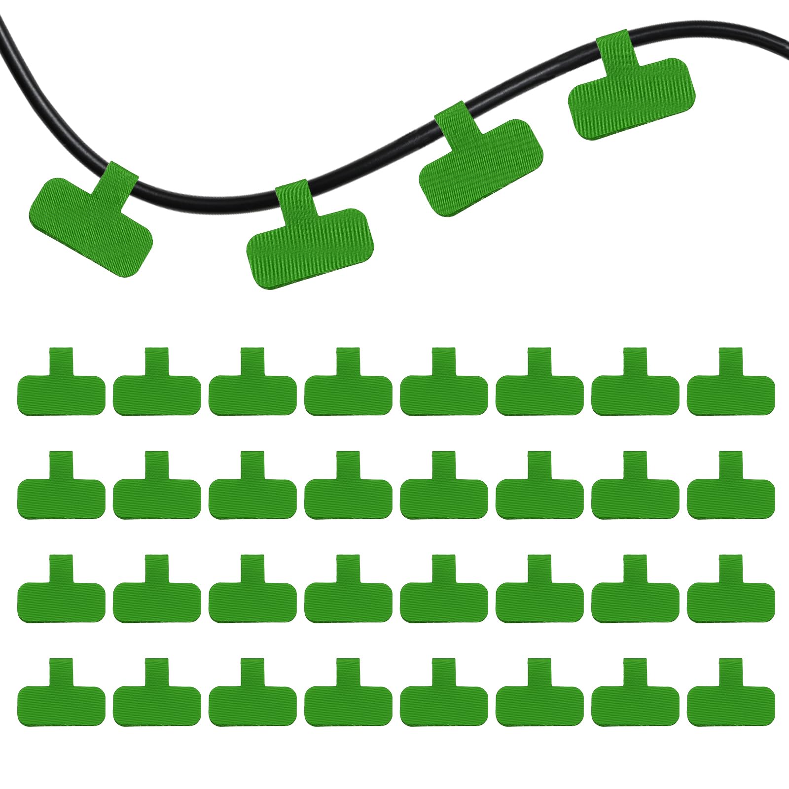 PATIKIL 32Pcs Cable Labels Tags, Reusable 60MM Write on Wire Tags Cord Labels Hook Loop Rectangle Cable Ties for Electronics Organize Wire Classify Identification Management, Green