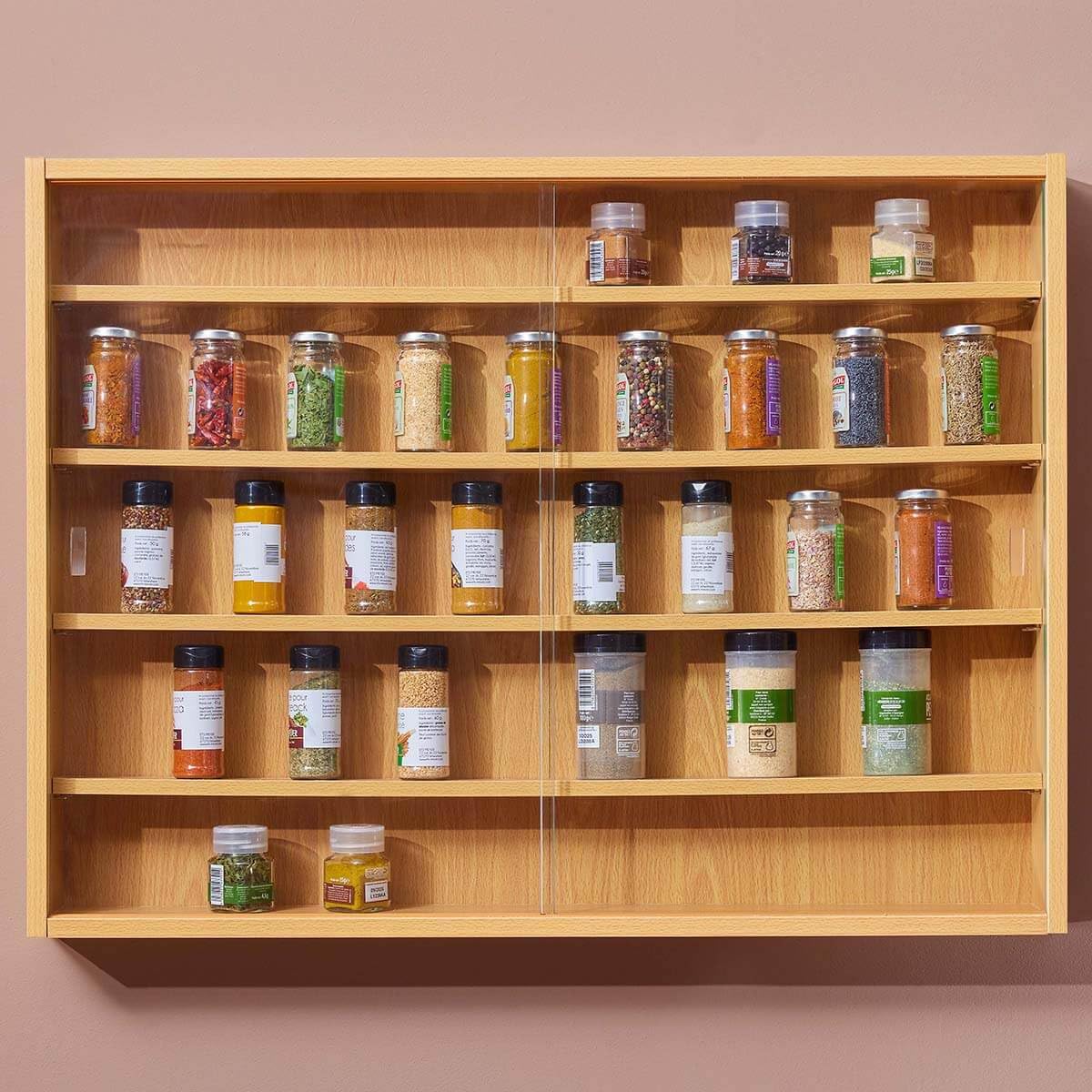 AltoBuy Collect - Vitrine Murale 5 Compartiments Aspect Hêtre