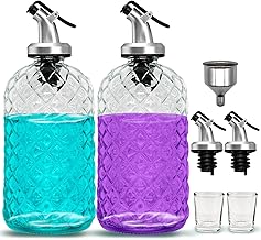 2 Pack 400ml/13.5oz Mouthwash Dispenser, Glass Mouthwash Bottles Container for Bathroom with 2 Pour Spouts, 2 Reusable Glass Mouthwash Cups, and Funnel