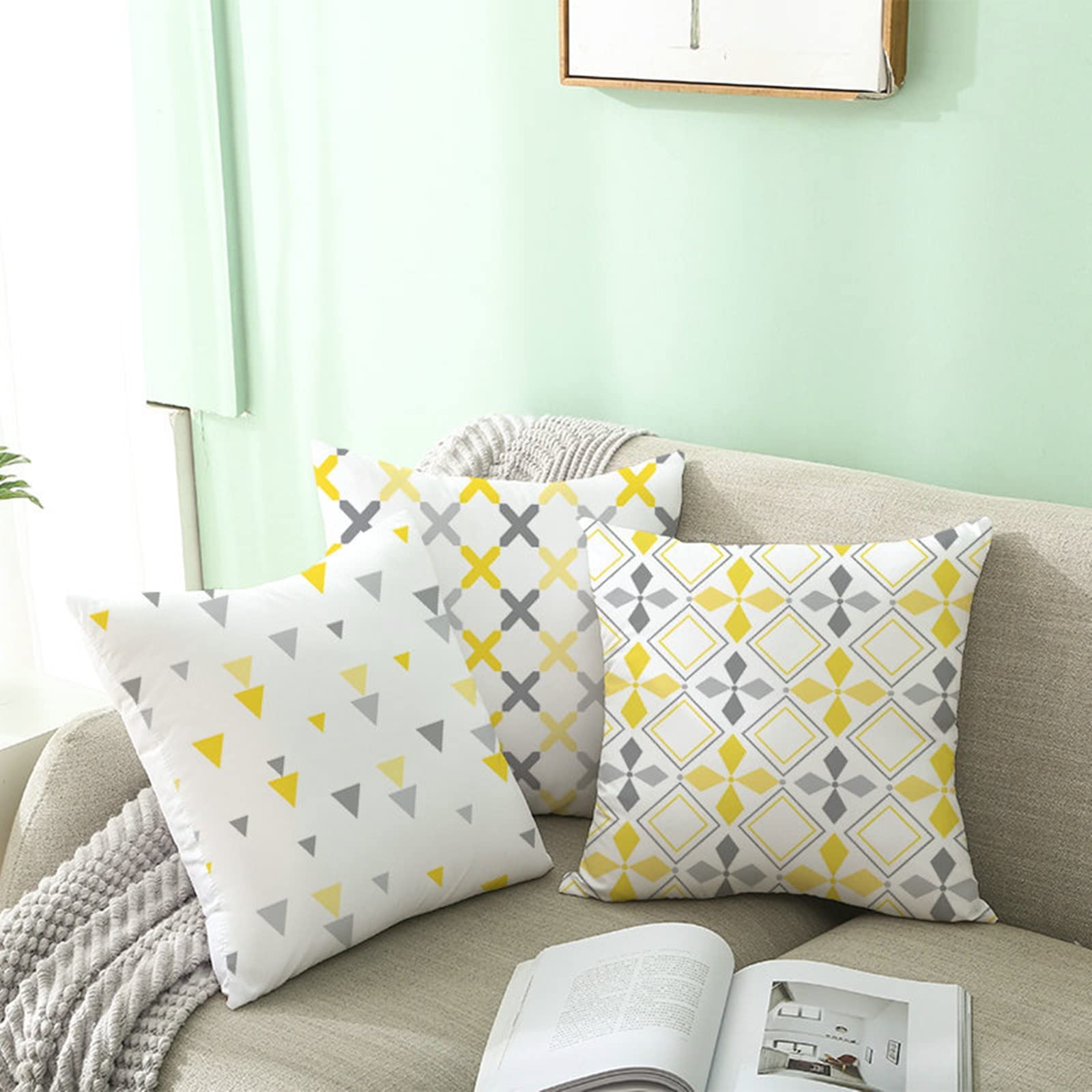 2 Federe Per Cuscini 50x50 Cm - Motivo Psichedelico Blu E Giallo - Flanella Morbida Con Cerniera Nascosta - Decorazione Per Casa, Ufficio, Giardino