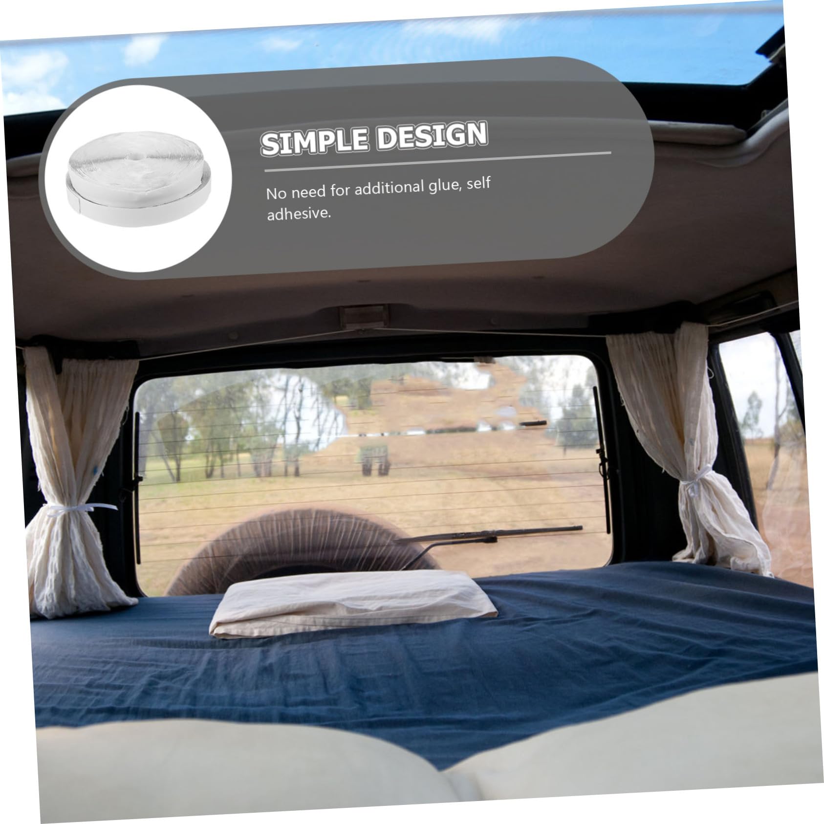 Veemoon 1 ensemble Ruban Adhésif Double Face Bande Autocollante pour Rideaux Tapis et Moustiquaires Fixation Durable et Résistante Pratique pour Maison et Automobile