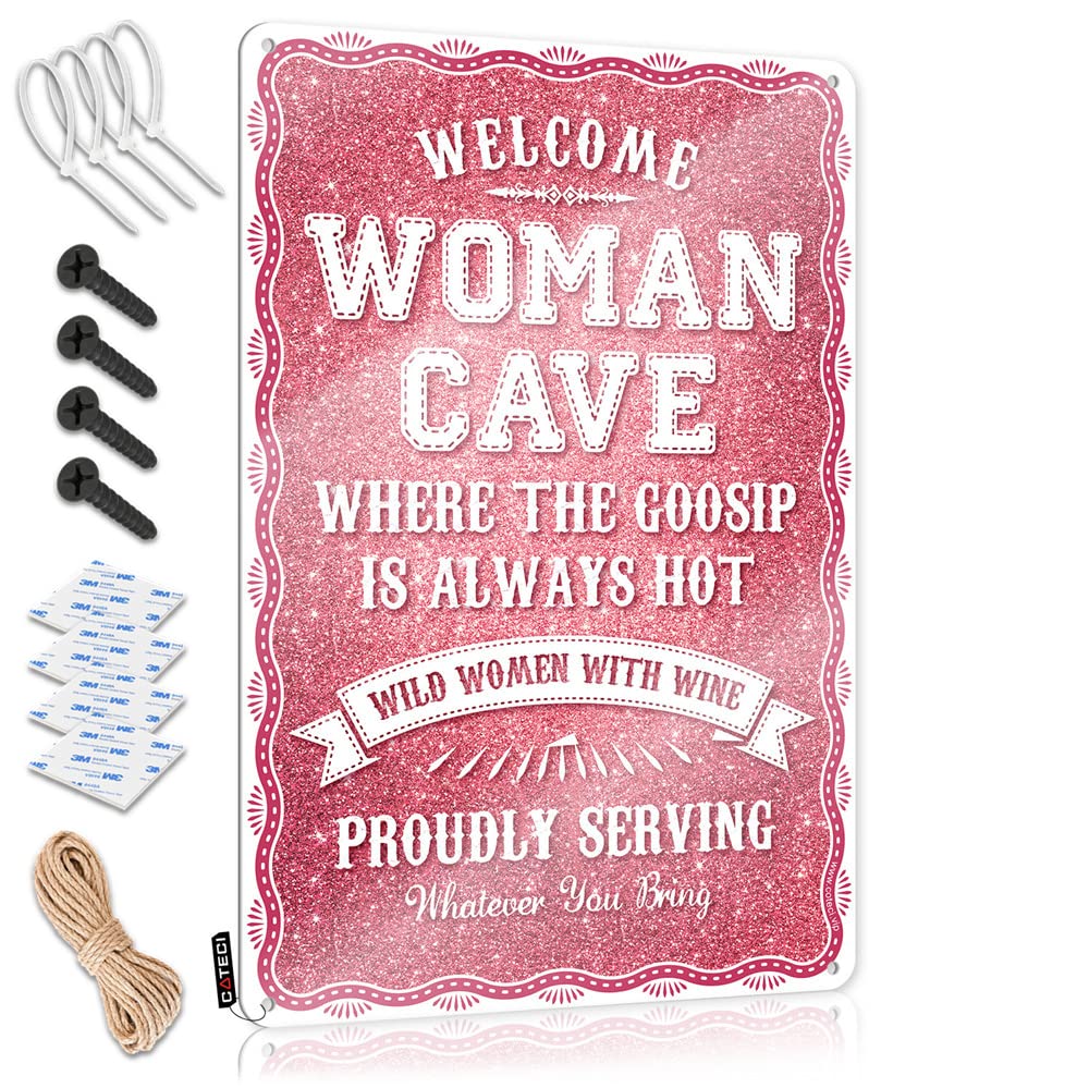 Wall Signs Welcome Woman Cave Wild Women With Wine Sign Funny Patio Decor Beer Signs For Bar(20X30CM)