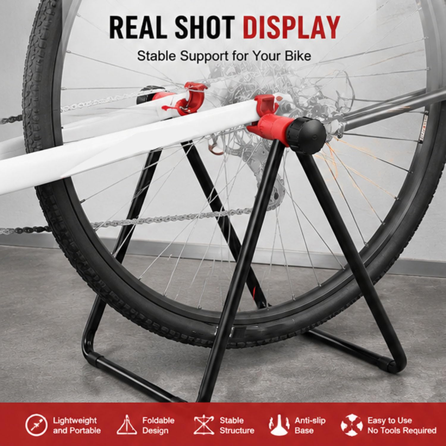 Fahrradständer Reparaturständer für Cube Stereo 120 2019–2026 2 in 1 Klappbarer Fahrrad Bodenständer U-Form Vertikaler Fahrradständer 360° Drehbar : 