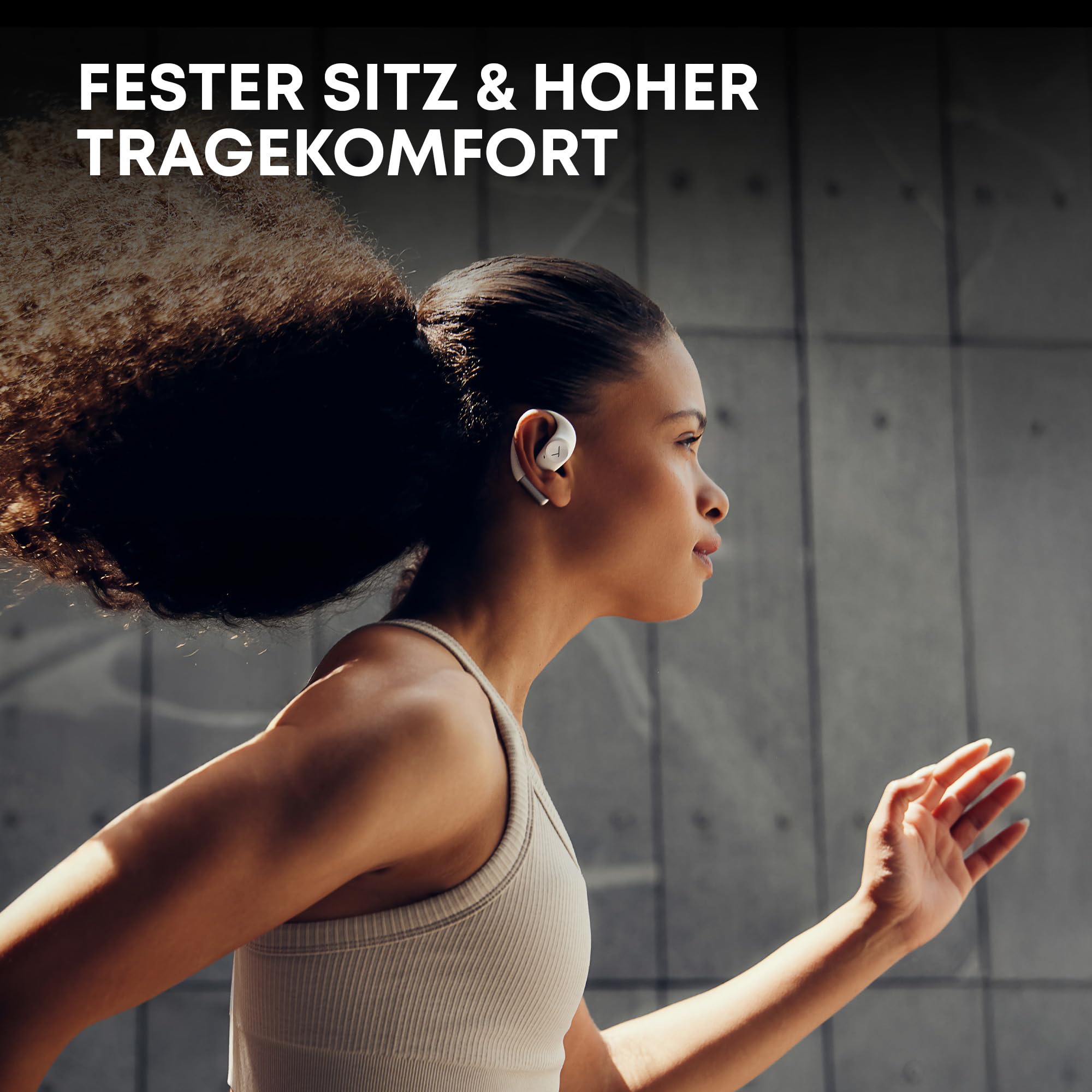 beyerdynamic AMIRON 200 True Wireless, Open-Ear Sportkopfhörer mit ergonomischen Ohrbügel, Bluetooth 5.3, 36 Stunden Akkulaufzeit in Schwarz