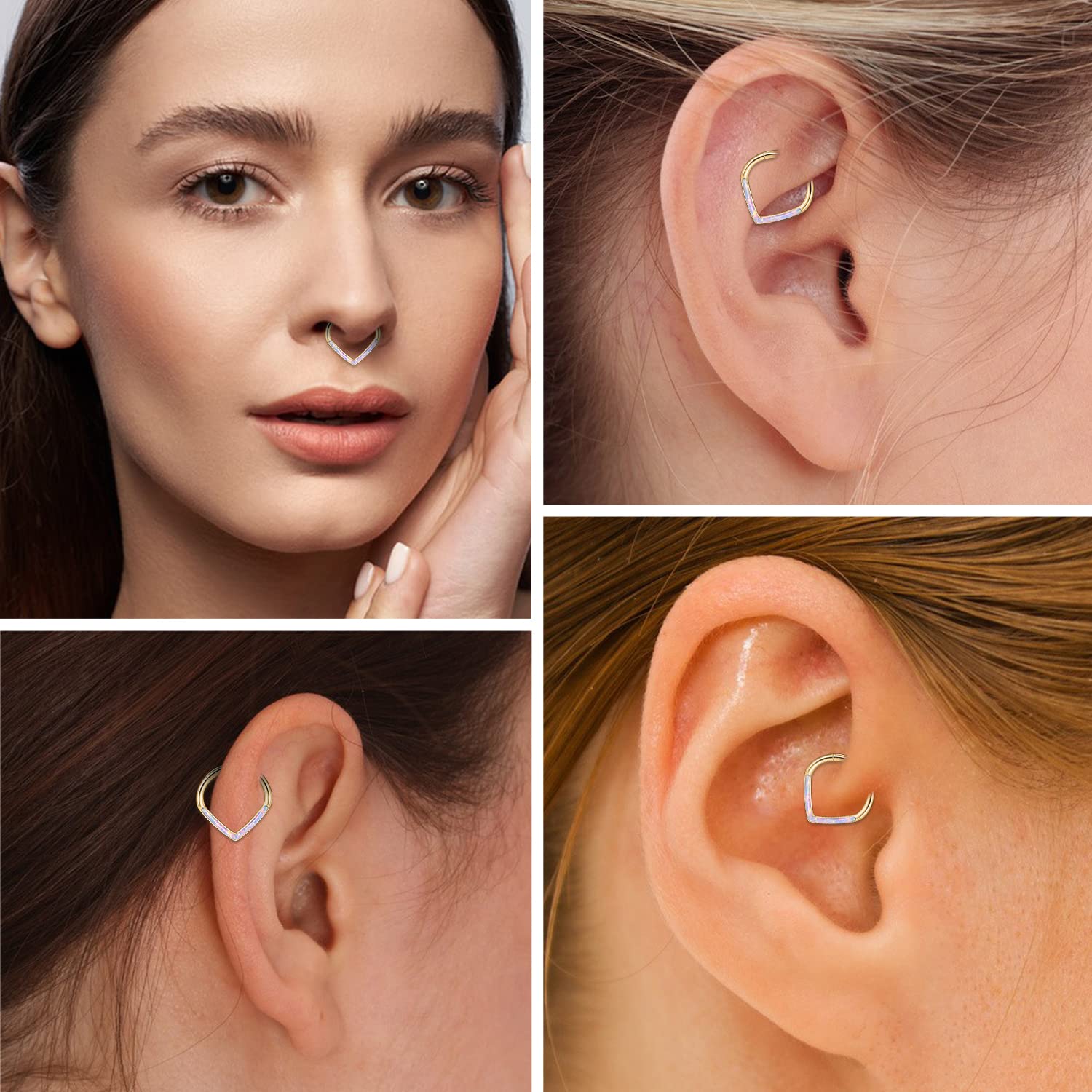 hengkaixuan Teardrop Daith Earrings Septum Jewellery Nose Hoop Ring Surgical Steel Daith Rook Tragus Piercing Jewellery Septum Clicker Ring Small Hoop Earring — view 60