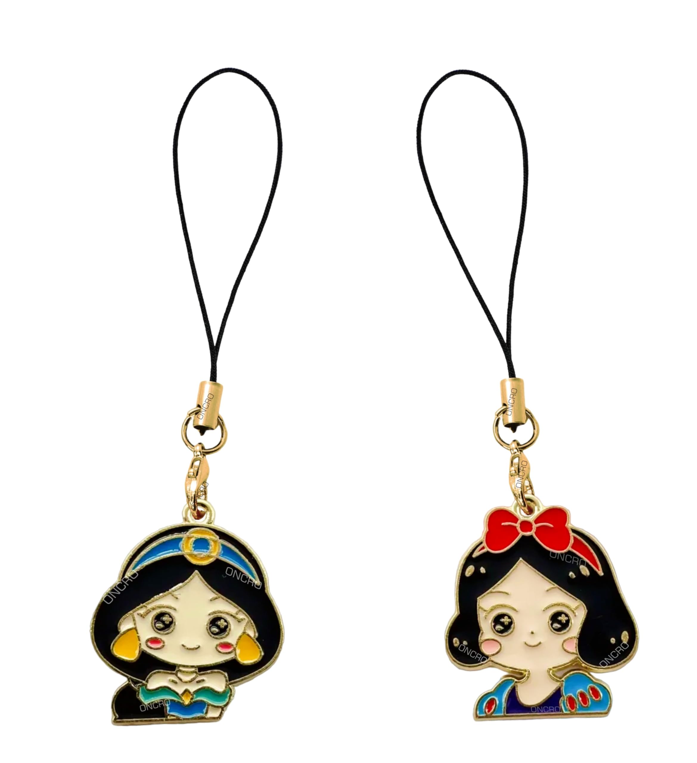 ONCRO® Pack of 2 snow white jasmine doll pendant phone charms aesthetic for girls women backpack hanging keychain key ring gold accessories necklace bracelet clasp thread Ornament decor Smart combo-image-7