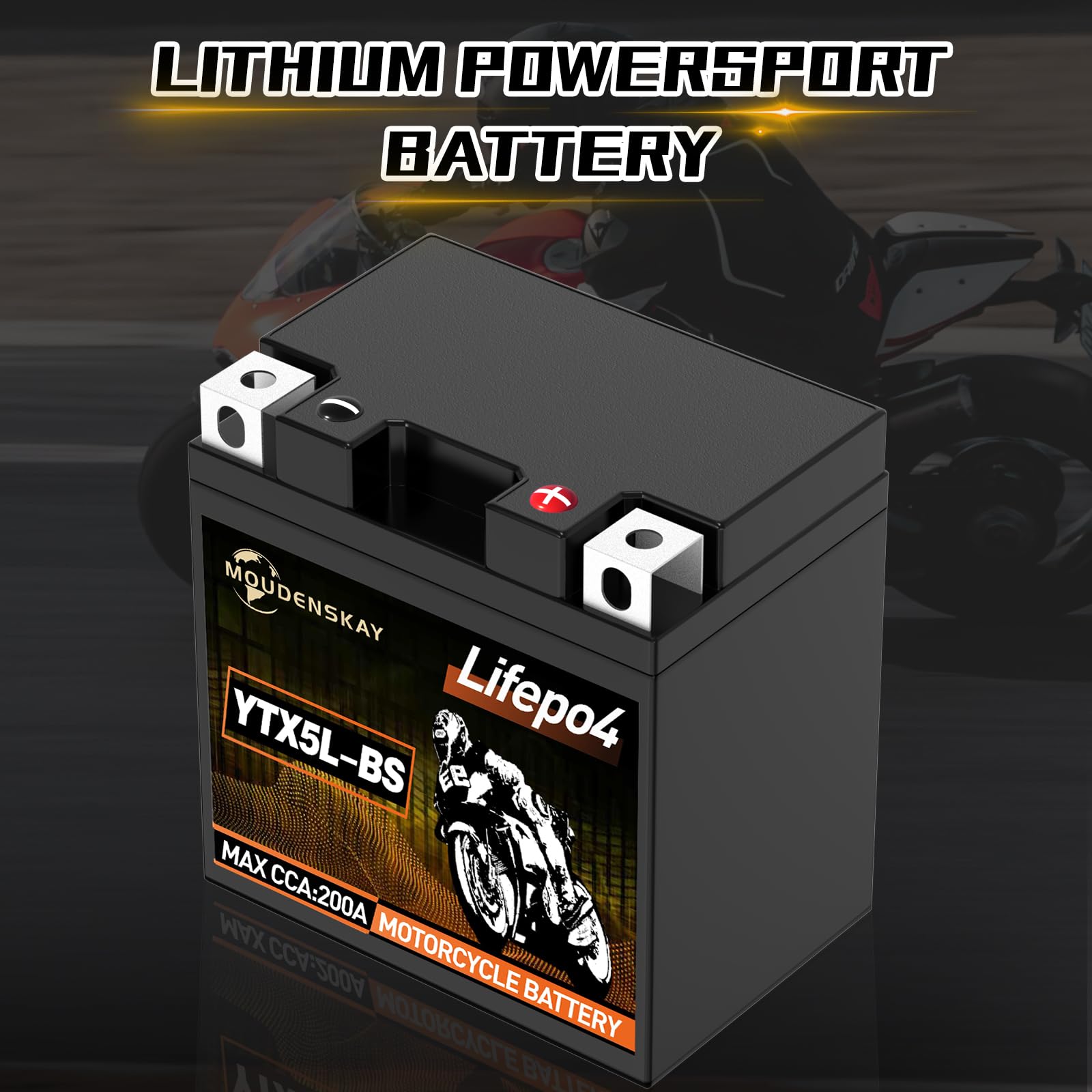 Batterie Lithium Moto 12V Batterie Moto YTX5L-BS 2Ah 200A | Technologie LiFePO4,avec Protection BMS,Sans Entretien,pour motos, ATV, UTV, véhicules nautiques, etc