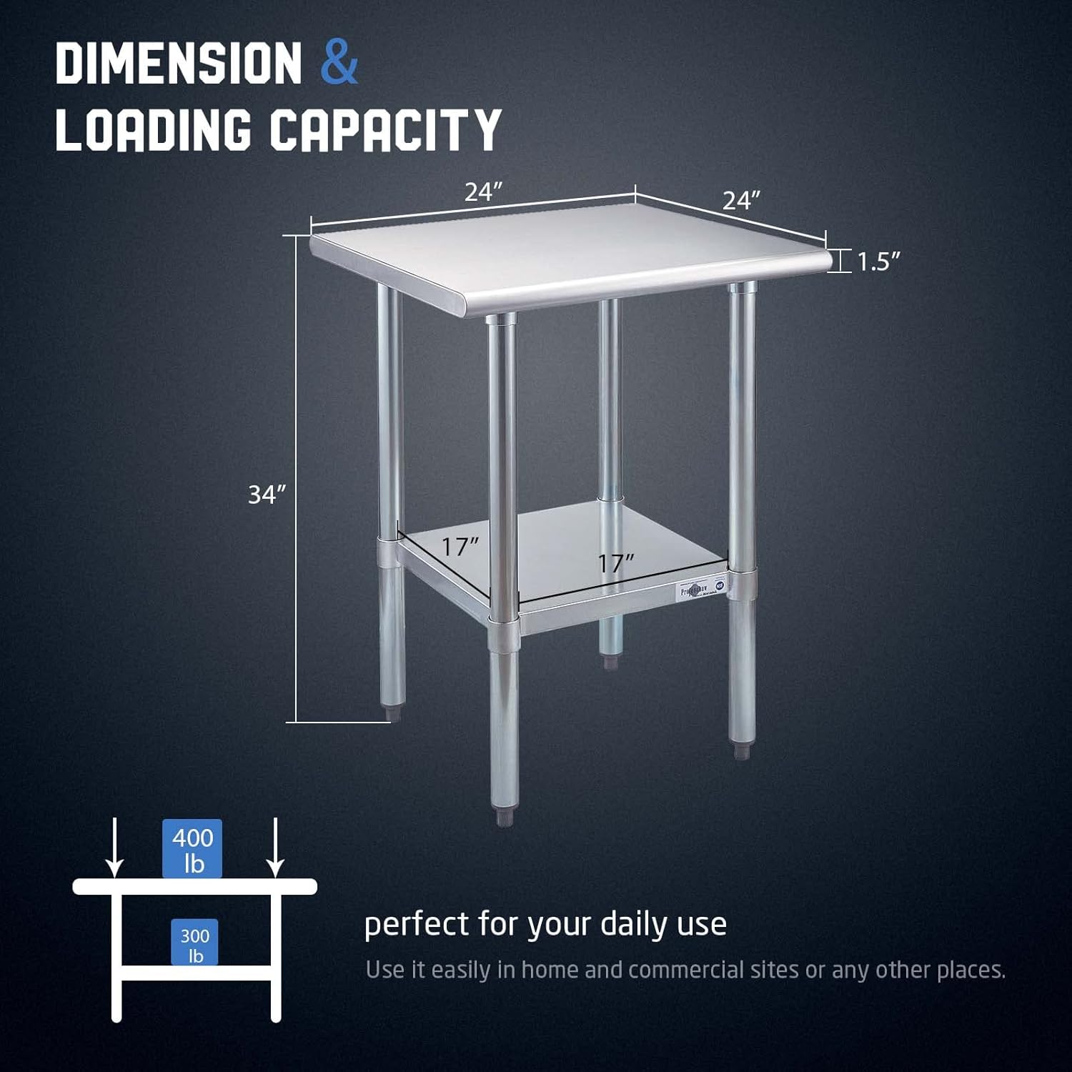 30" Square Satin Stainless Steel Work Table with Undershelf