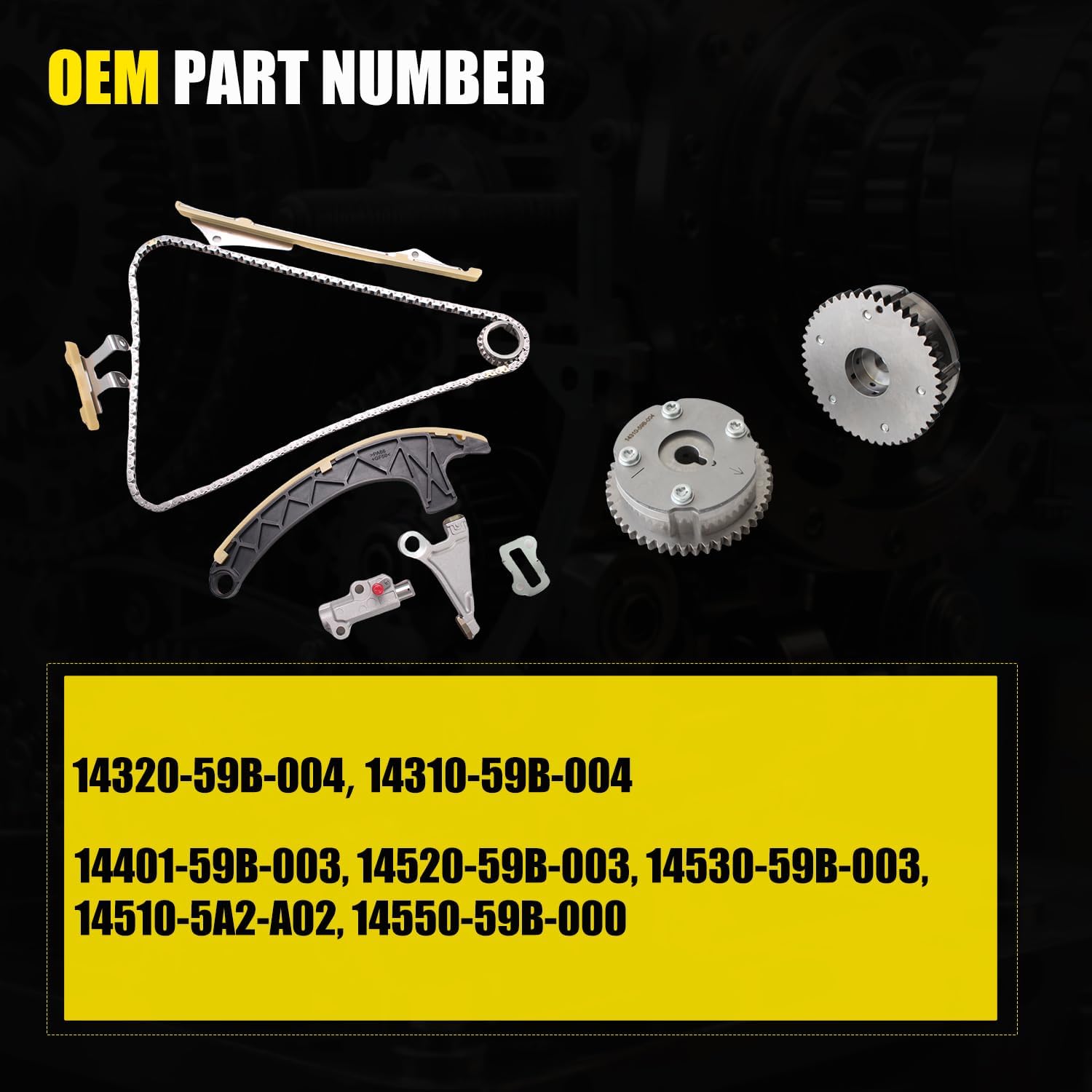 AUCERAMIC Engine Timing Chain Kit with VVT Gear Sprocket Fit for 2016-2020 Honda Civic 2017-2020 Honda CR-V 1.5L 14510-5A2-A02 14401-59B-003 14320-59B-004 14310-59B-004