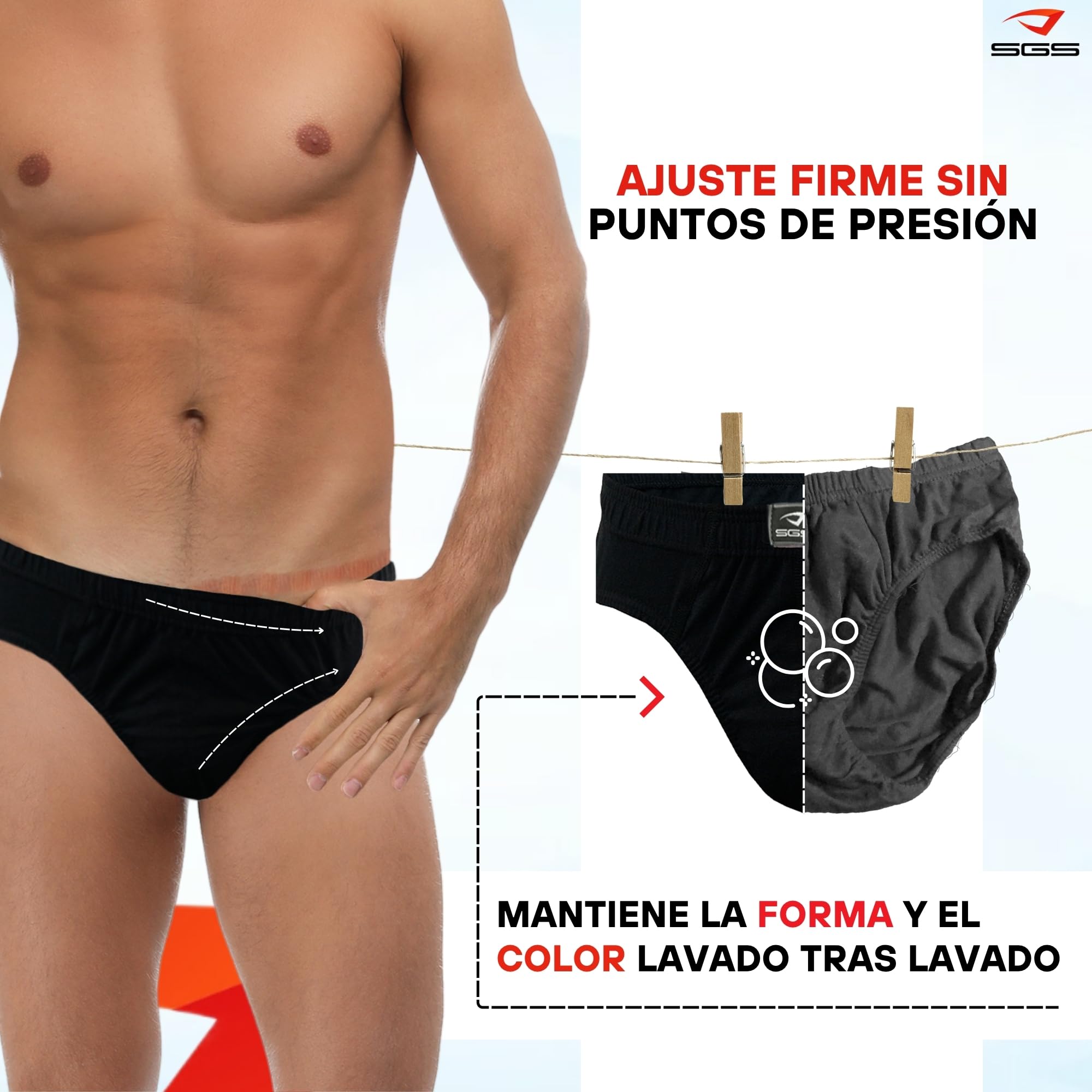 SGS Calzoncillos Hombre Slip - Slips Hombre de Algodón, Paquete de 6 o 12 Multicolor Ropa Interior Hombres