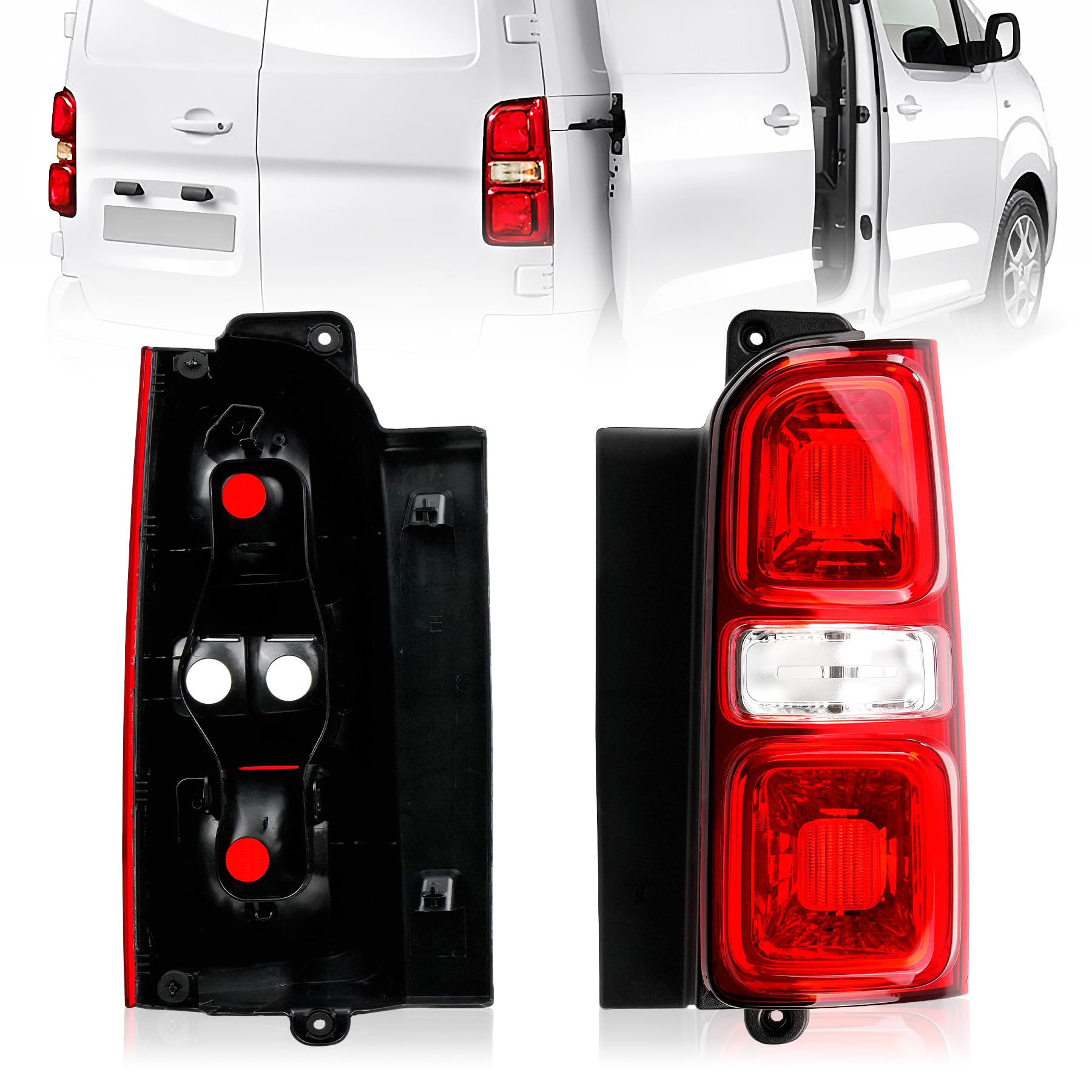 Feu arrière droit pour TRAVELLER/EXPERT (V_), JUMPY (V_) SPACETOURER (V_), DISPATCH, PROACE à partir de 2016, VIVARO C, ZAFIRA LIFE (K0) à partir de 2019 Pièces de rechange 9808243080 E-Mark