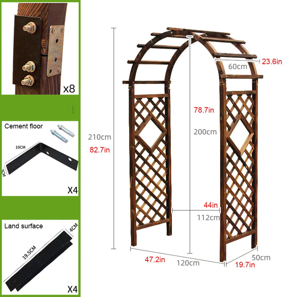 Metalowy łuk ogrodowy, pergola, altana, drewniany łuk ogrodowy, do domu, ogrodu, na ceremonię na zewnątrz, łuk ślubny, dekoracja kwiatowa, pergola, na zewnątrz, na patio, naturalna