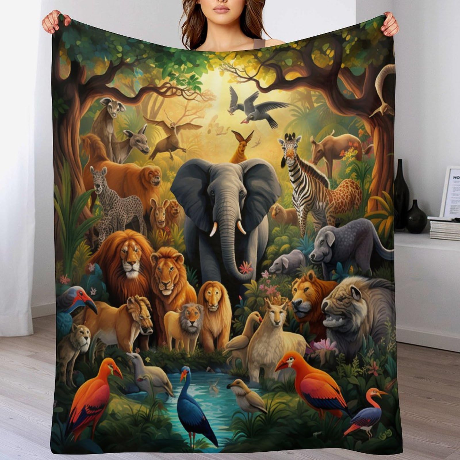 GGJJTT Jungle Animals Blanket Soft Flannel Soft Blanket Gifts 3D Home Decoration For Bed Couch Sofa Chair Bed Blanket（100×130cm）