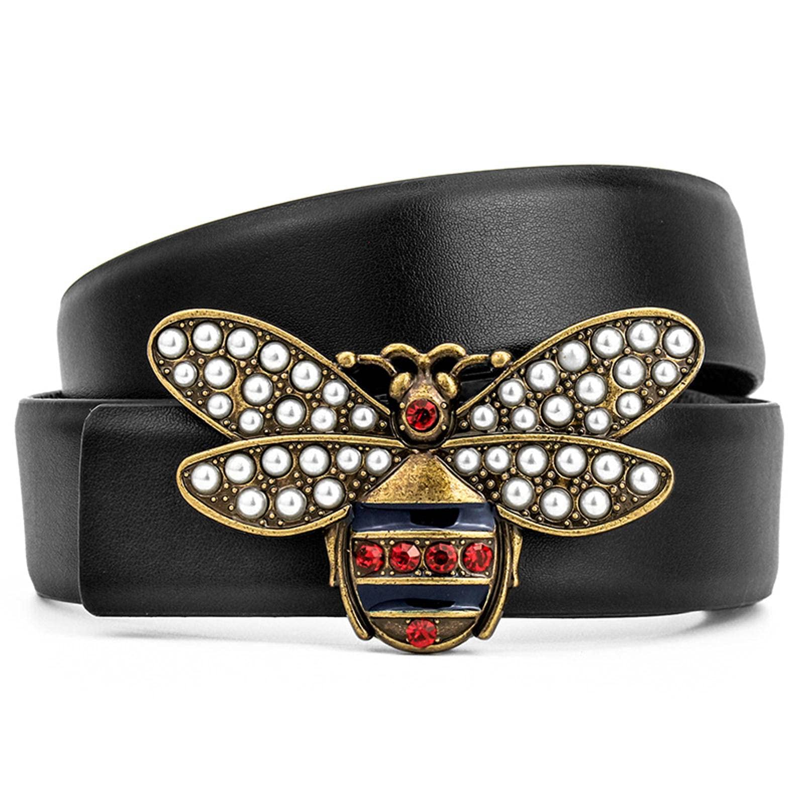 NC Rhinestone Belt Men And Women Decorative Belt Bee Buckle Cowhide Brand