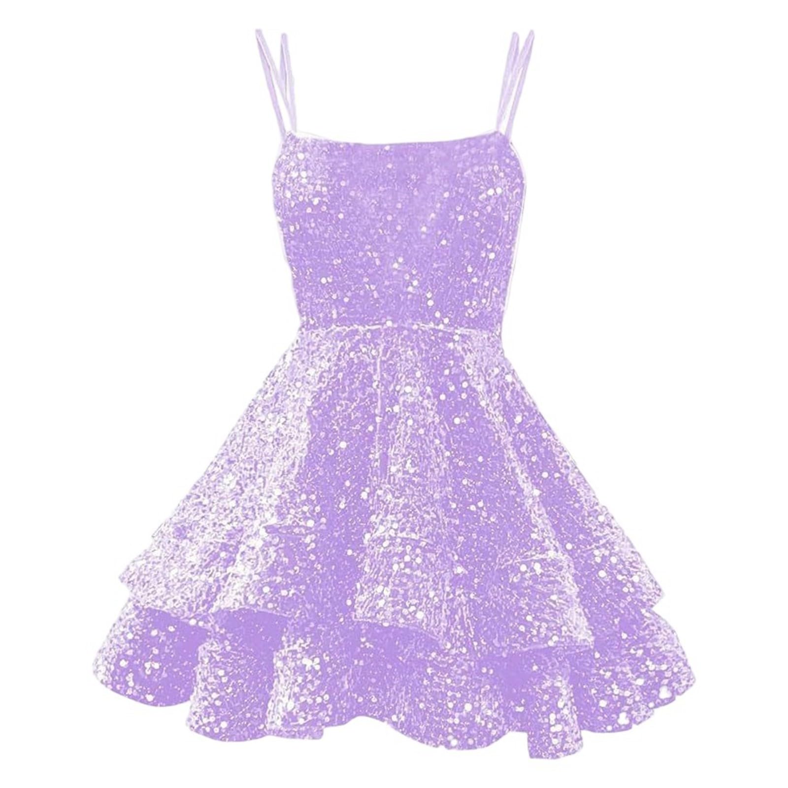 Abito con paillettes da donna, senza maniche, abito da festa da donna, sexy, con volant chic ed elegante, scollo quadrato, tinta unita, a vita alta, brillante, cocktail, per carnevale da ballo