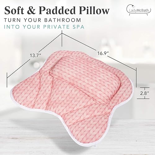 Miniatura 8 de Lady McBath - Almohada de baño de cuerpo completo, cojín de baño de lujo para soporte de bañera, cuello, hombros y espalda, 21 potentes ventosas