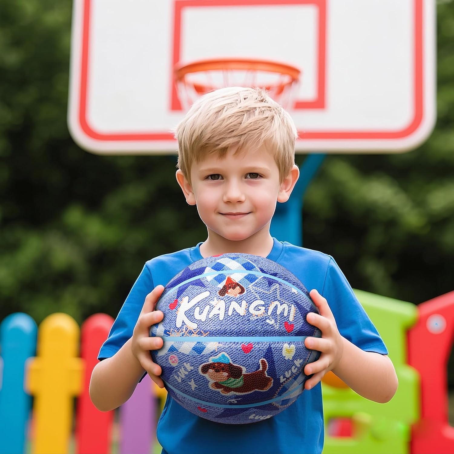 Kuangmi Kids Basketball Youth Size 5(27.5"), Child Size 4(25.5"), for Junior Teen Boys Girls Indoor Outdoor Play Game Training