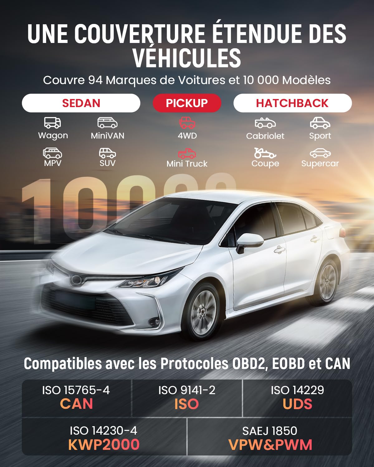 Thinkcar Valise Diagnostic Auto, ThinkScan Plus S7 OBD2 Diagnostic Français avec Moteur/TCM/ABS/SRS/BCM/AC/IC, avec 28 Services de Réinitialisation (Choisissez-en 5 Gratuitement), Mise à Jour Gratuite