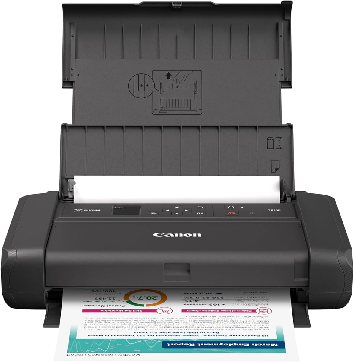 Canon PIXMA TR160 Wireless Portable Printer, 50-Sheet Paper Tray and 1.44" Display : Electronics