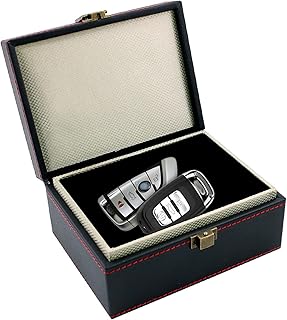 JXE JXO Faraday Box for Car Keys, Car Key Signal Blocker, RFID Key Fob Protector,RFID Signal Blocking Case Shielding Pouch PU Leather Car Key Wallet Case （Mini PU Leather）