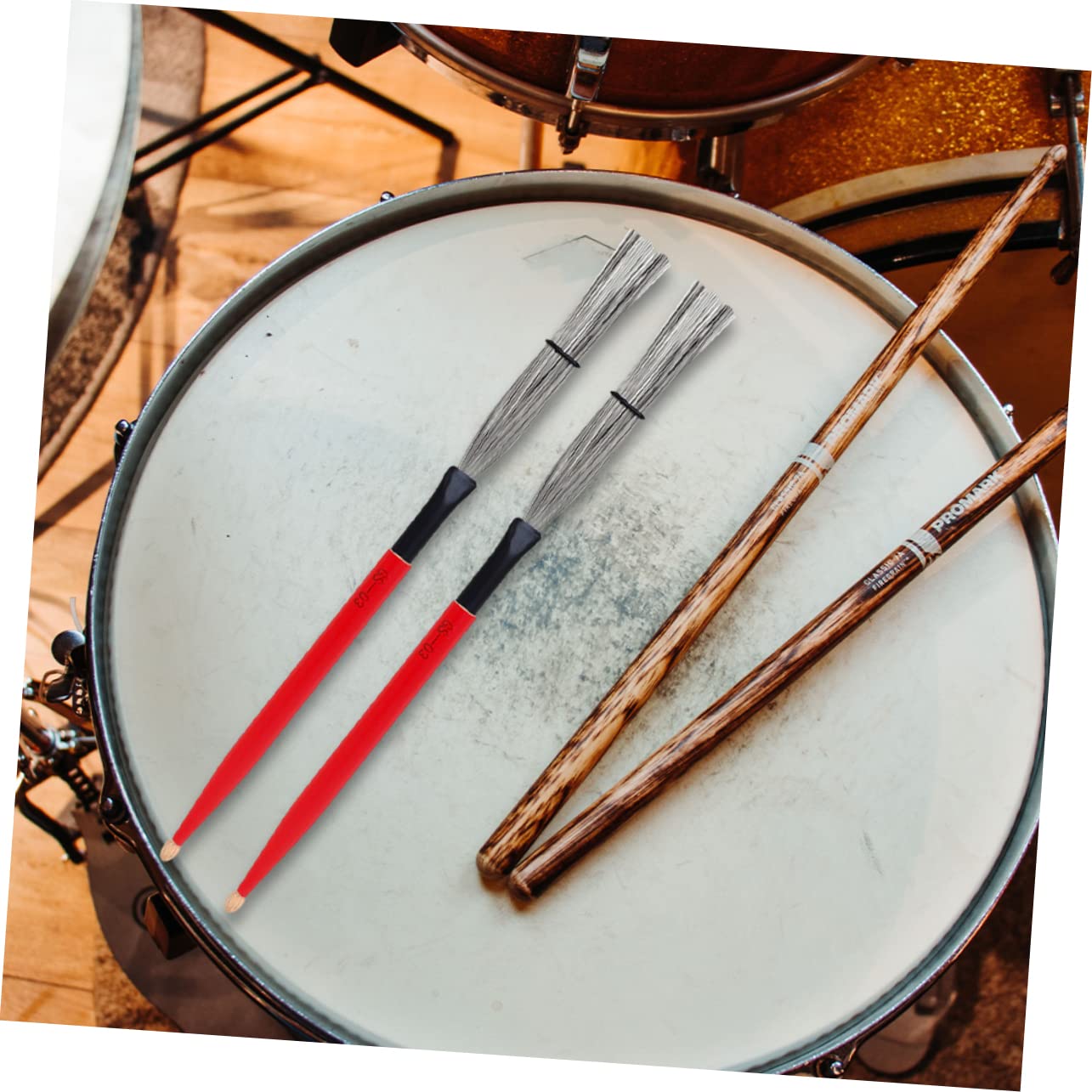 ibasenice 3paia Bacchette Per Batteria Legno e Acciaio Carbonio Spazzole Per Jazz Drum e Strumenti Percussione Manico Antiscivolo Per Musicisti e Insegnanti Di Musica