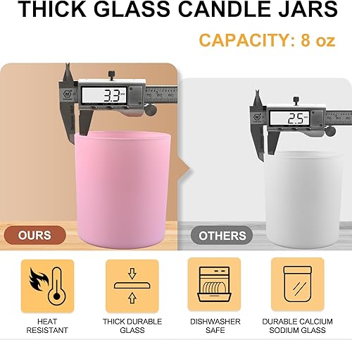 Miniatura 67 de Tarros de vela gruesos de 8 onzas para hacer velas, 15 unidades, tarros vacíos transparentes con tapas de madera para hacer velas, contenedor