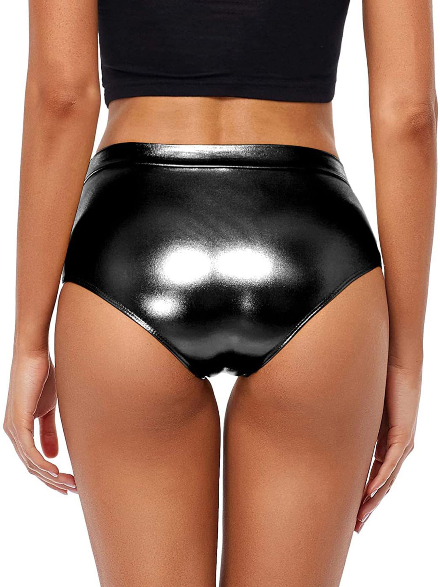 Metálicos Pantalones Cortos de Baile para Mujer Hot Pants Cintura Alta Pantalones Cortos Deportivo para Danza Yoga Gimnasia Slim Fitness
