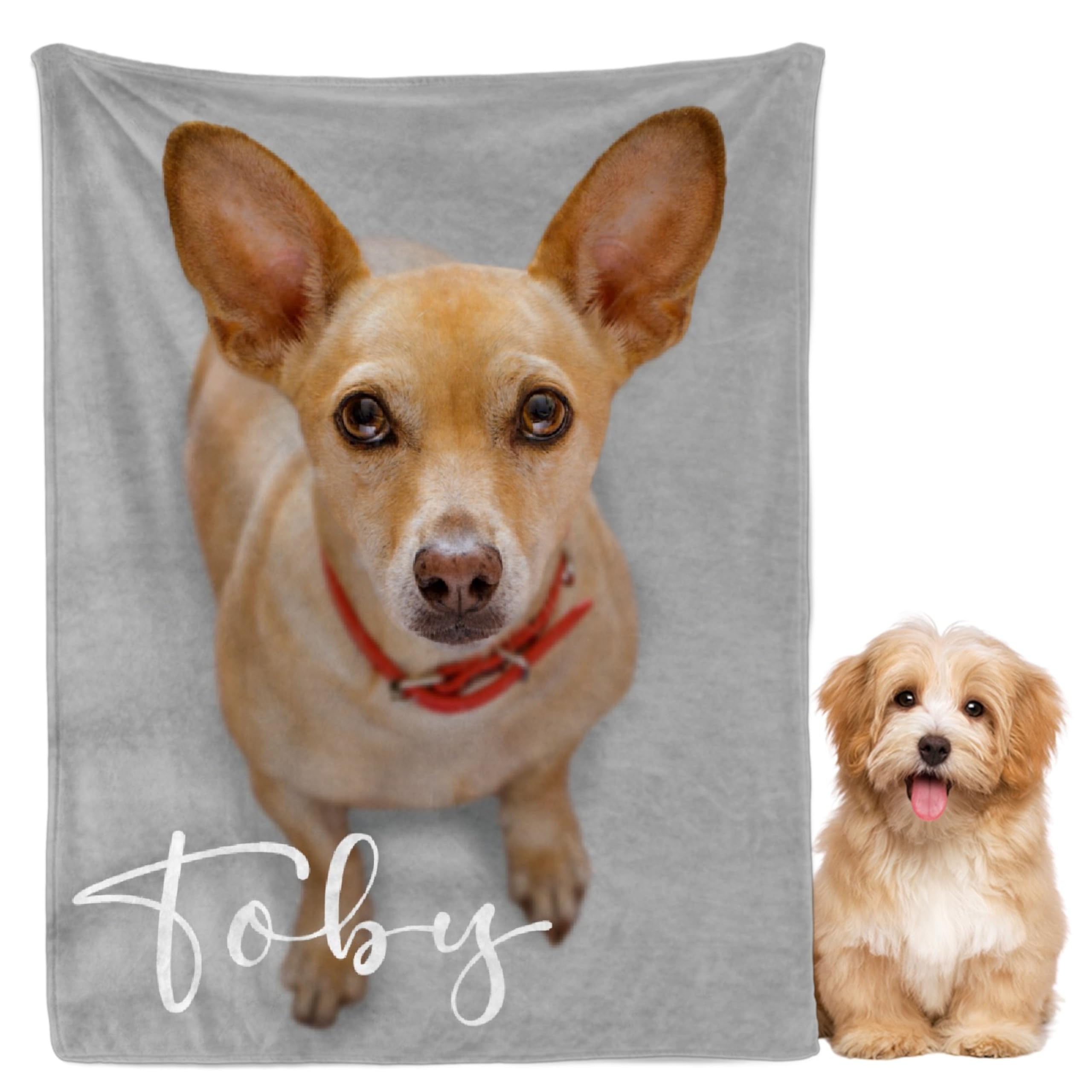 DOREALA Custom Dog Blankets with Pictures, Personalized Name Blanket for Pets, Customized Pet Photo Throw,The Lightweight Blanket All-Season 40"x30"