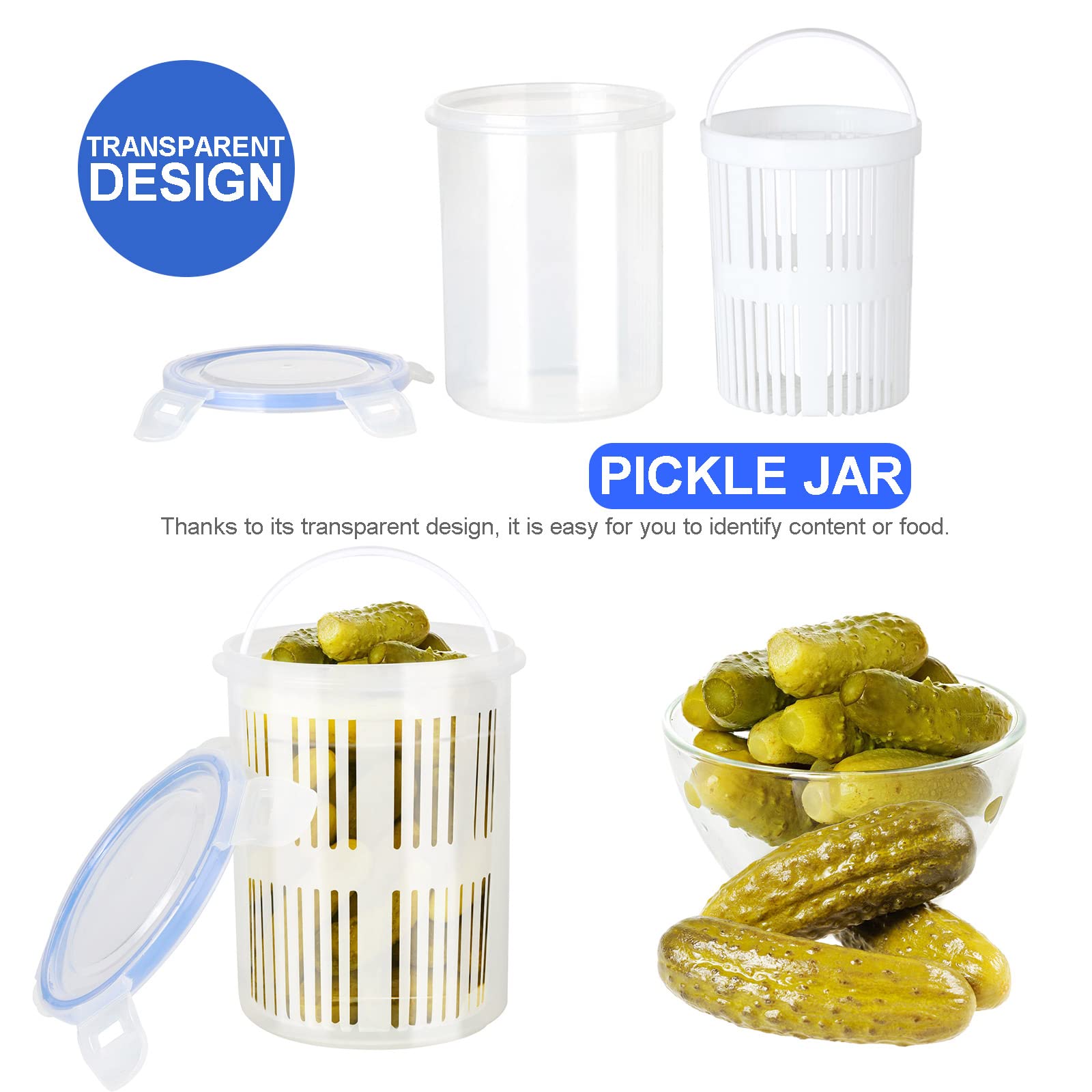 2pcs Pickle Container Avec Passoire, Pots De Cornichons