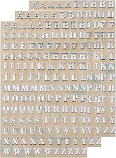 QUARKZMAN 3 Blätter 3mm Buchstabenaufkleber A-Z, Selbstklebende Großbuchstaben Klebebuchstaben Vinyl Wasserdichte für Schriftzüge, Wunschtexte, Adressnummern, DIY & Scrapbooking,Silber