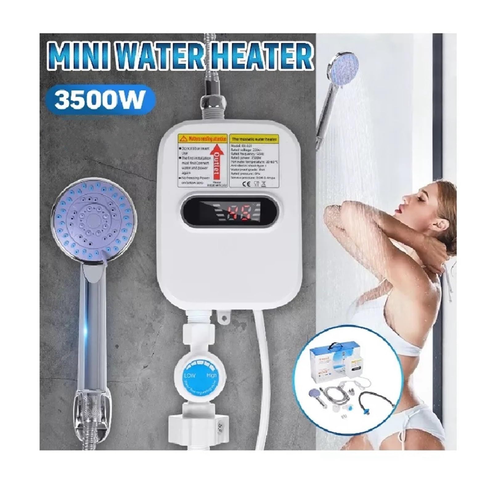 Natychmiastowy podgrzewacz wody, 3500W Elektryczny Niewdzięczny Natychmiastowy Podgrzewacz Ciepłej Wody Bateria Do Łazienki Ogrzewanie Kranowe 3 Sekundy Natychmiastowe