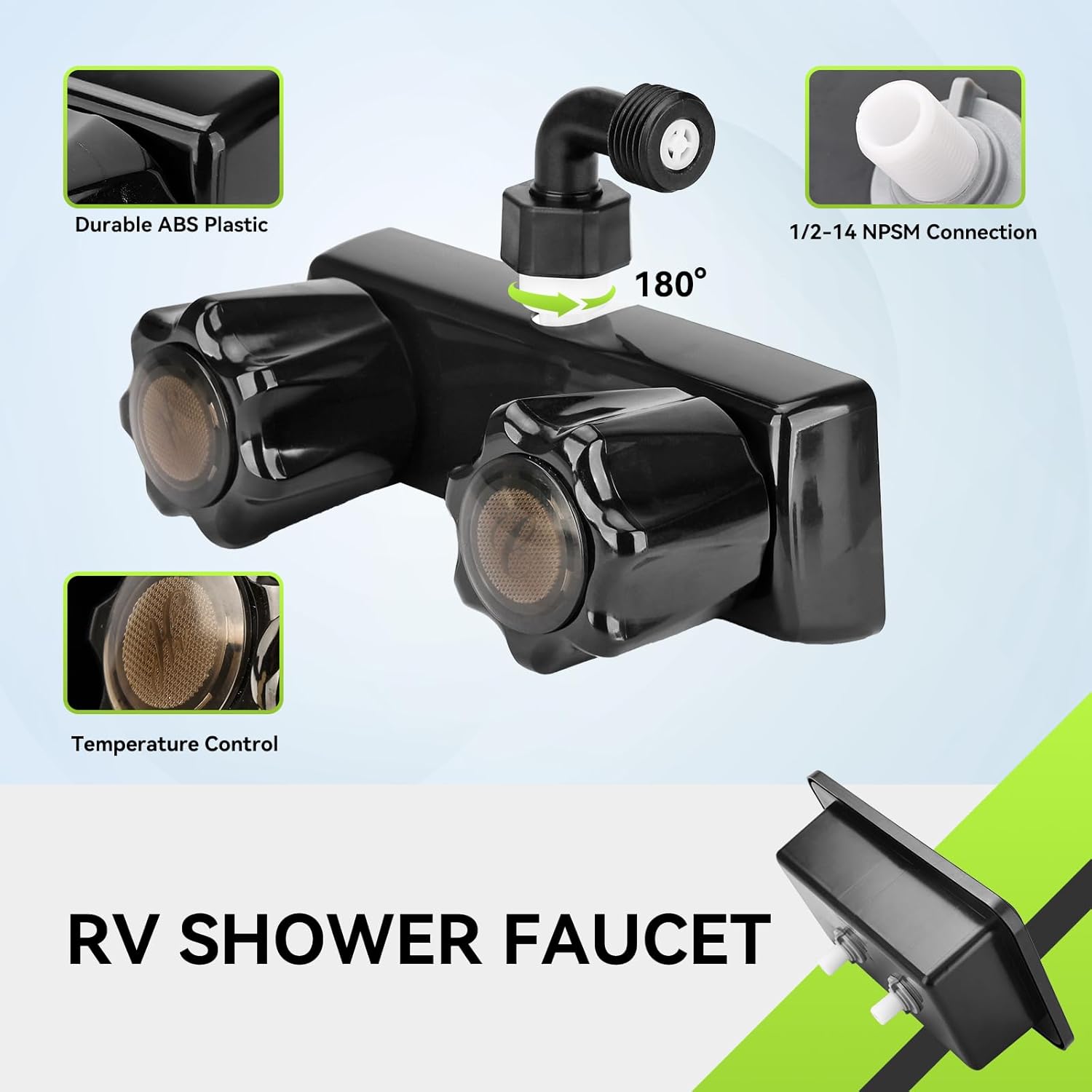 RVMATE RV Exterior Shower Box Kit RV Outdoor Shower Box Kit Faucet Replacement with Shower Head & Hose (Black)