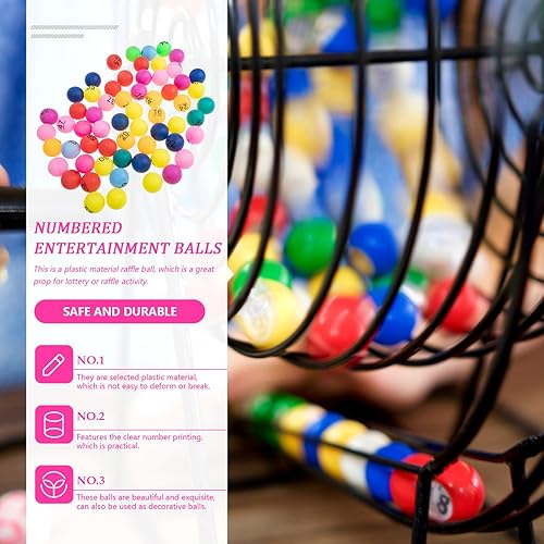 Miniatura 7 de Juego de bingo, bolas de bingo, 60 unidades, bolas de rifa, bolas numeradas de 1 a 60 bolas numeradas, bolas de bingo de repuesto de plástico