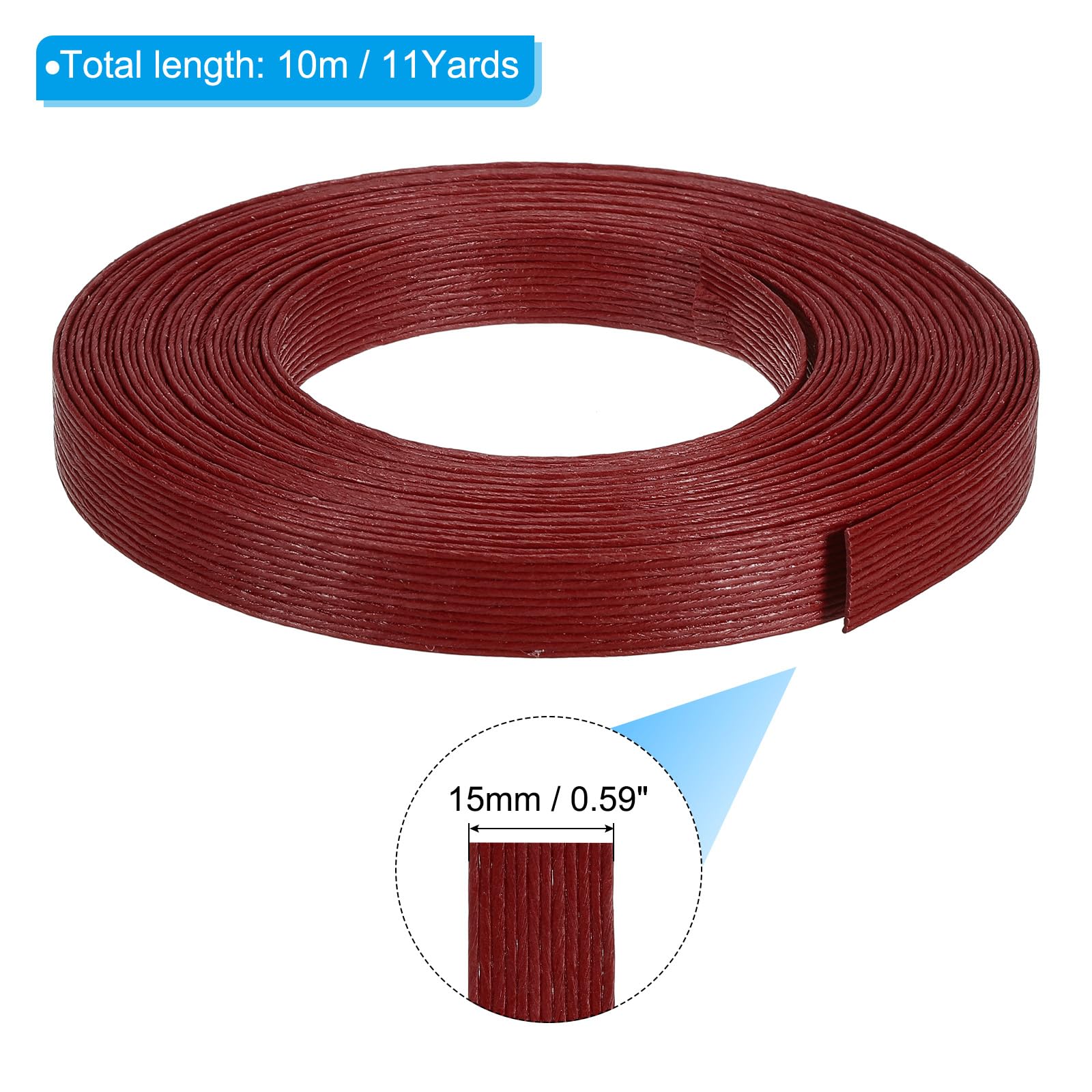 PATIKIL Burgundy 11 Yards x 0.6" Paper Rattan Weaving Cane, 12-Ply, Non-Foldable Weaving Kit for Adults - Image 2