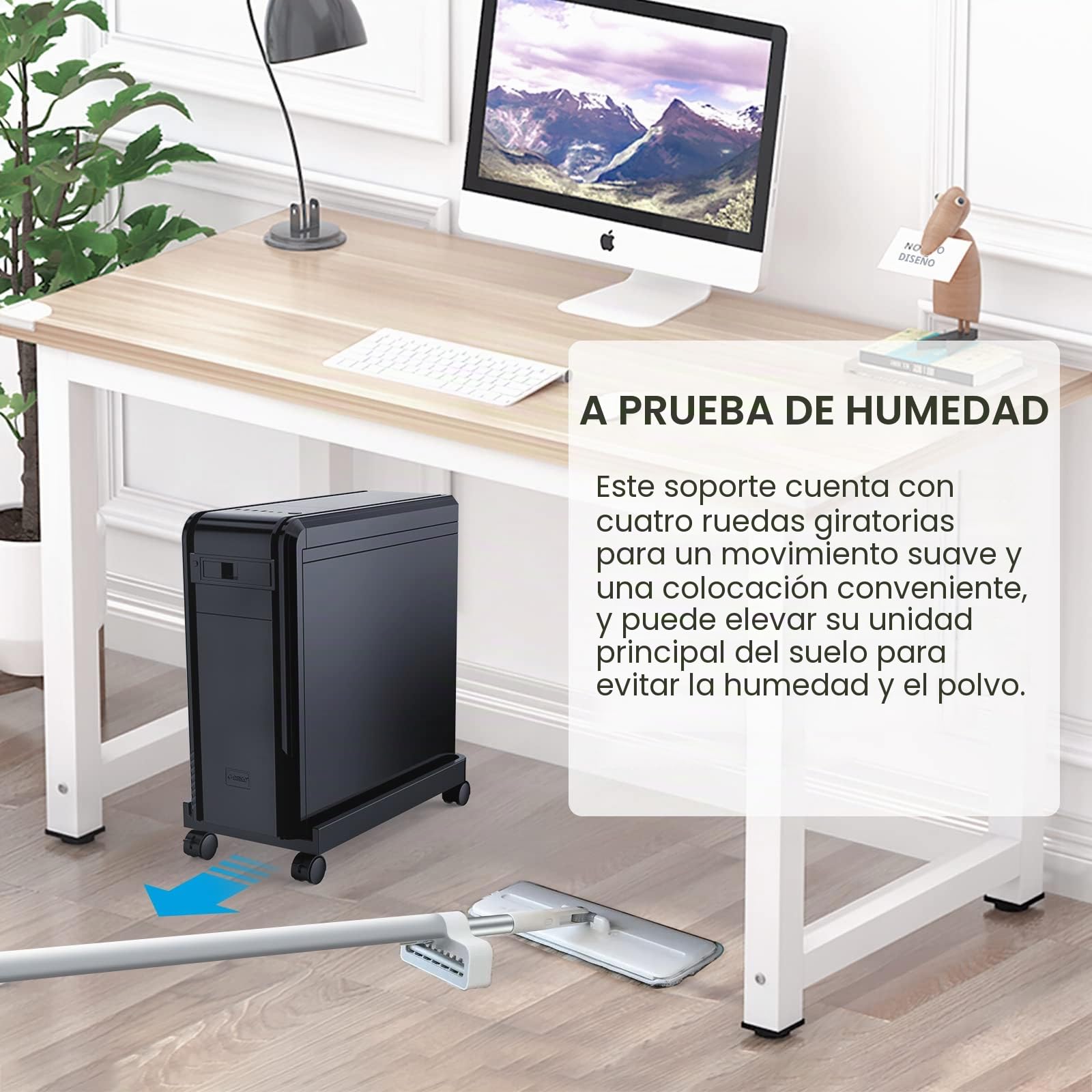 ORICO Soporte Universal para CPU con 2 Ruedas de Bloqueo y 2 Ruedas Giratorias, Soporte para Ordenador de Sobremesa en Casa, Impresoras, Plantas en Maceta (45,4 x 22,2 x 2.2 cm)