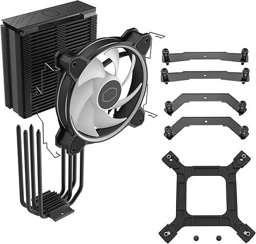 Miniatura 15 de Cooler Master Hyper 212 Halo Black enfriador de aire para CPU, ventilador PWM Halo de 120 mm, ARGB de doble bucle, cubierta superior de aluminio, 4