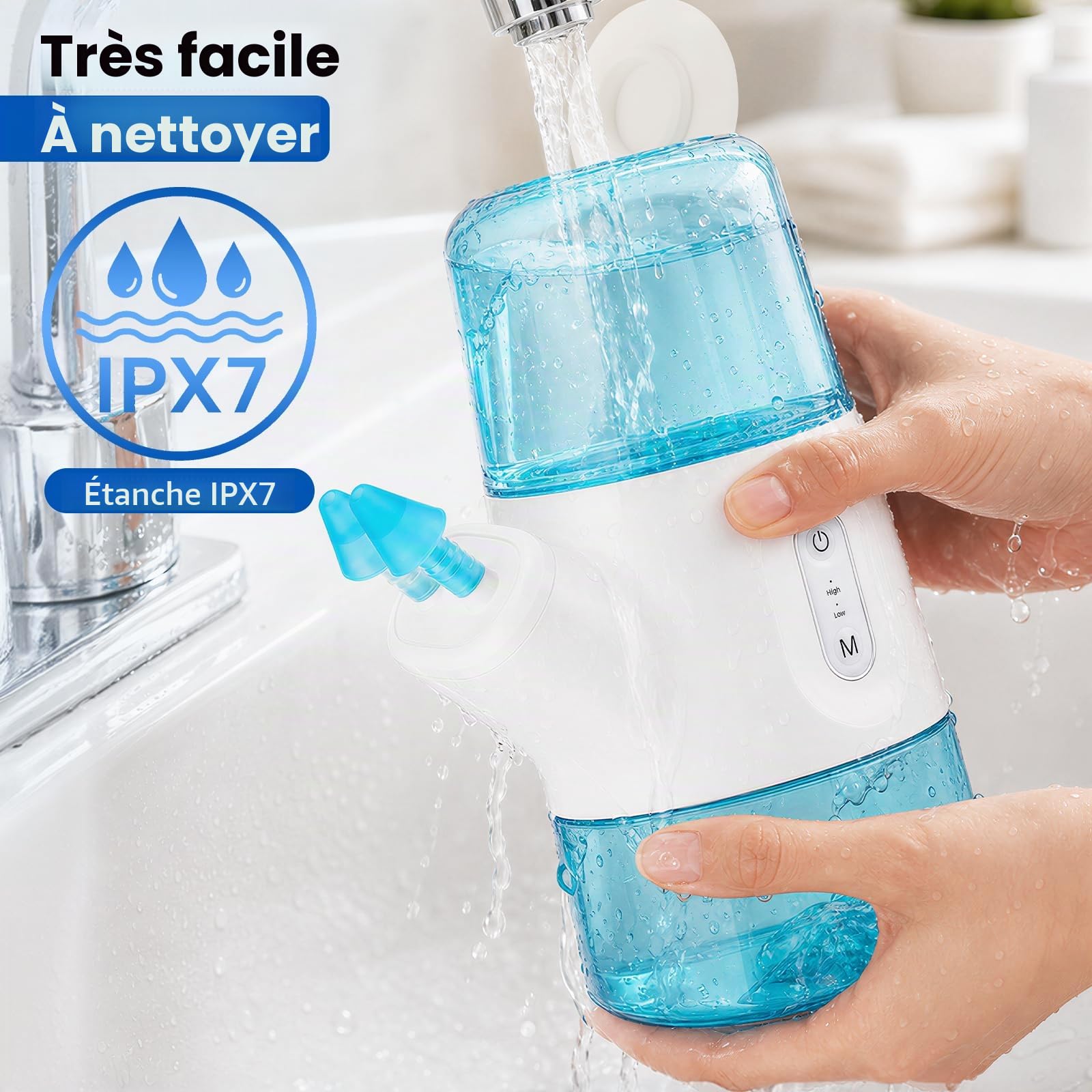 Irrigateur Nasal Électrique Sans Fil À Double Réservoir, Appareil Pour Le Lavage Des Sinus Avec 2 Modes Rinçage, Collecte Automatique Eaux Usées, 800mah, Étanche IPX7, 8 Embouts, 40 Sachets De Sel