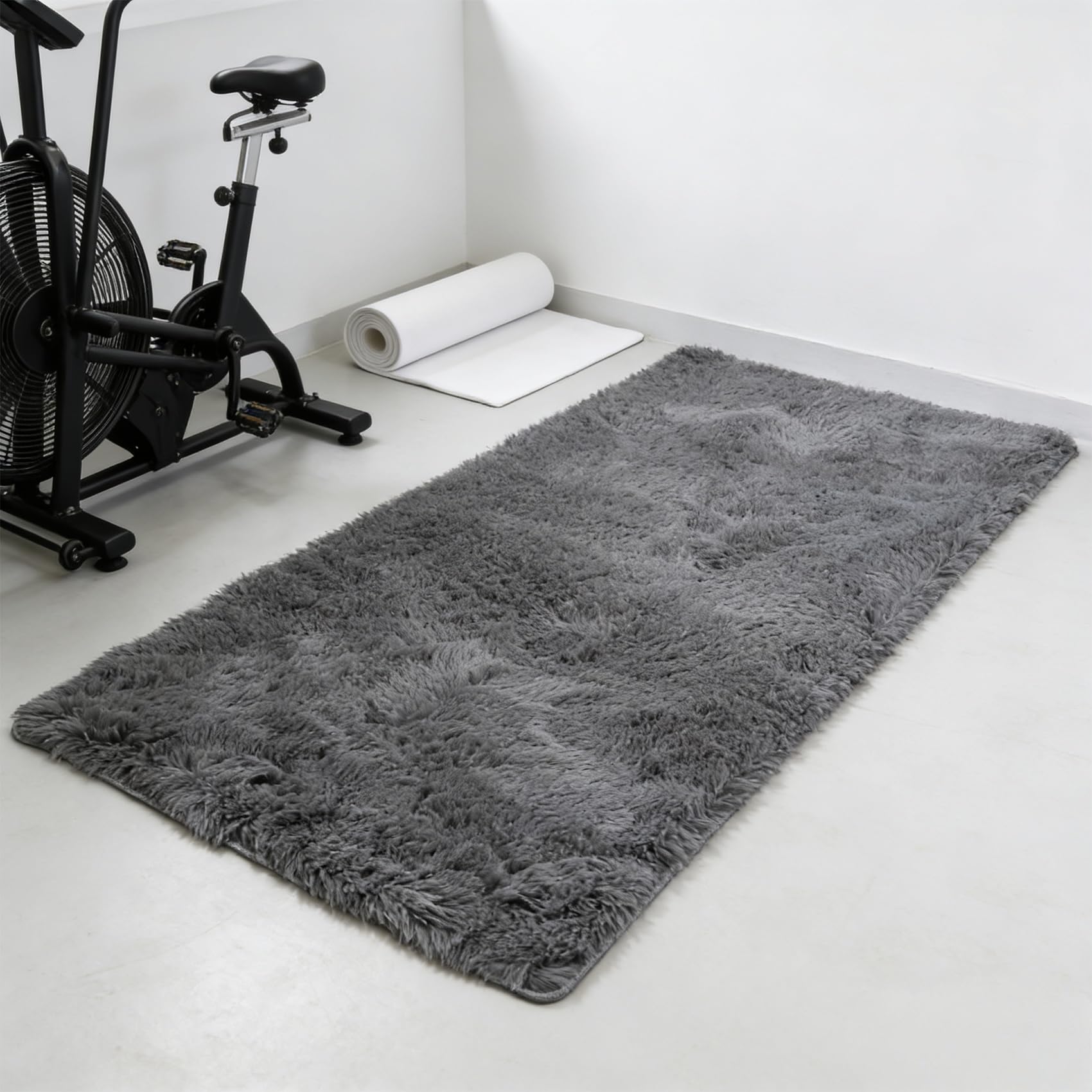 Tapis à poils longs gris 230x165 cm moelleux tapis décoratif moderne