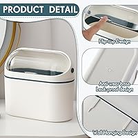 Vista 3 de Bokon 2 mini botes de basura con tapa extraíble para montar en la pared, mini cubo de basura con 4 rollos de bolsas de basura gruesas