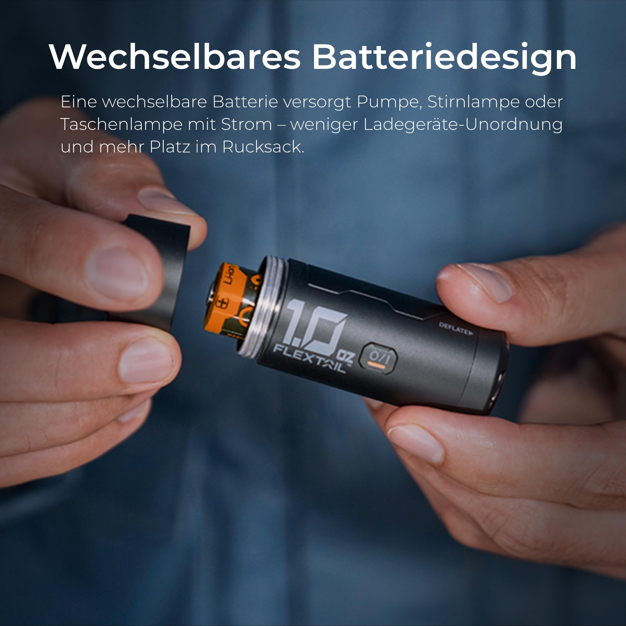 FLEXTAILGEAR Mini Luftpumpe, 28g Ultraleicht, 3,5kPa 200L/min Schnelles Auf- & Abpumpen, Austauschbarer Akku, 6 Düsen für Campingmatten, Luftmatratzen, Vakuumbeutel & Poolspielzeuge