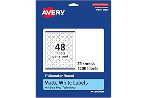 Printable Circle Labels: 1" Diameter, 1,200 Pack Circle Avery Labels