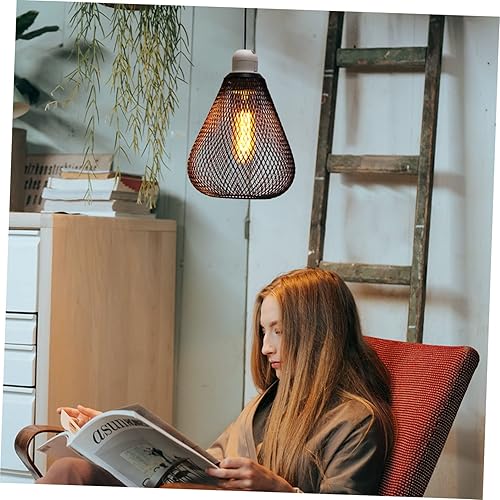 Miniatura 7 de Housoutil Pantalla de lámpara de hierro forjado, 3 uds, protector de jaula de malla metálica, pantalla de lámpara colgante, lámpara colgante de