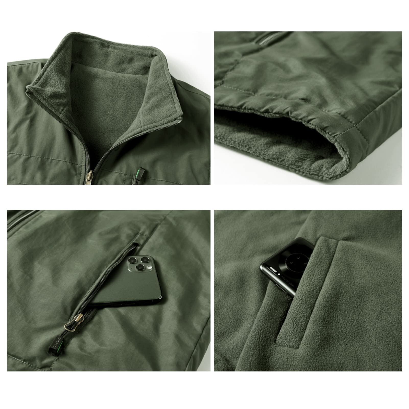 Múltiples Bolsillos Cotton para Hombres Gilet Chaleco Al Aire Libre Casual Zip Up Chaqueta Sin Mangas Cálido Pesca Chaleco De Viaje Trabajo Outerwear Khaki-L