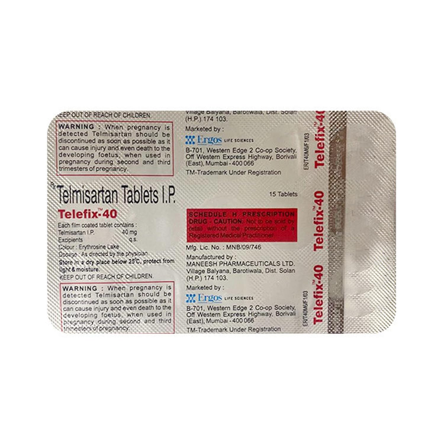 Telefix 40 mg Tablet 15's Amazon.in Health & Personal Care