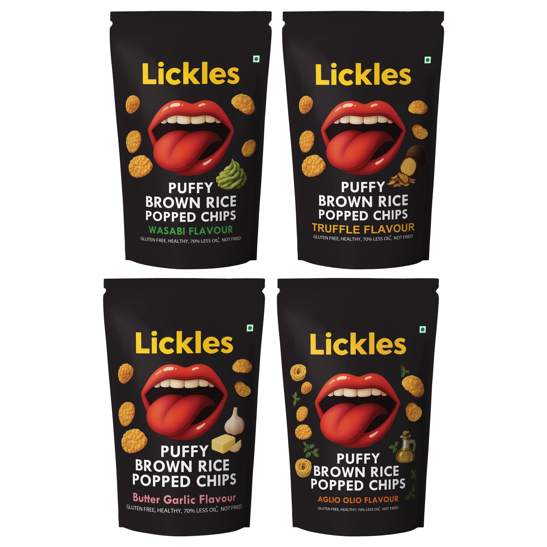 LICKLES Gourmet Flavours Brown RICE CHIP COMBO (Wasabi, Truffle, Butter Garlic, Aglio Olio)-image-46