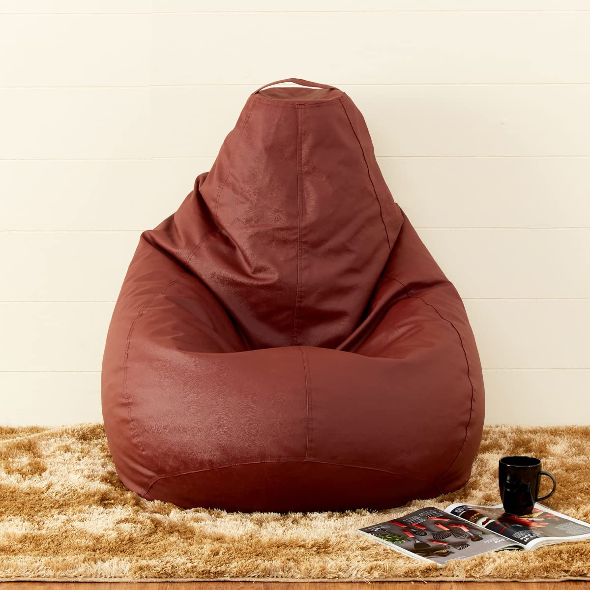 Home Centre Flabby Brown Faux Leather Bean Bag-picture-28