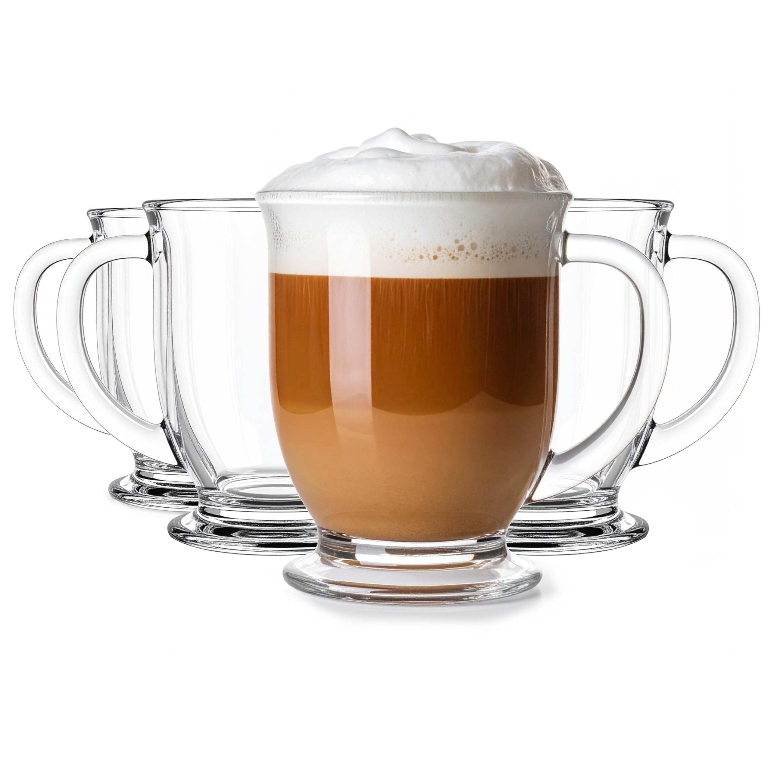 Glasmark KROSNO 1992 Cube Coffee Glasses Set of 4 Cappuccino Iced Coffee Glasses Cups Dishwasher Safe 4x400 ml