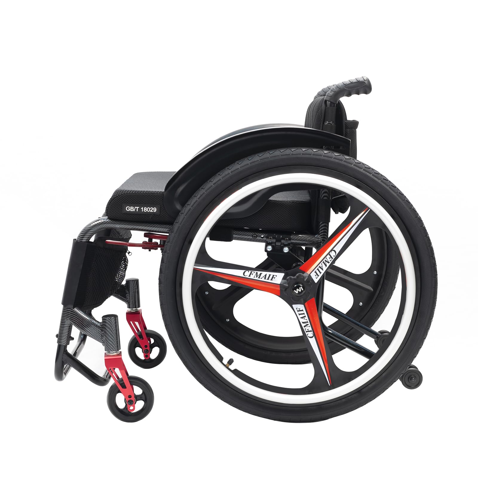 Silla de ruedas deportiva para adultos, silla de ruedas ligera, silla de ruedas manual autopropulsada, silla de ruedas todo terreno con frenos (asiento de 45 cm, plateado)